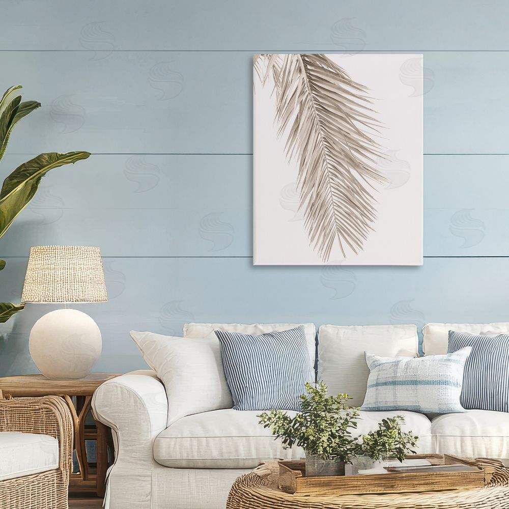 Sisi and Seb Falling Neutral Brown Palm Canvas Art on Wall