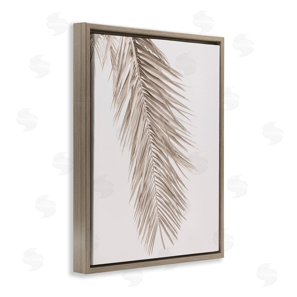 Sisi and Seb Falling Neutral Brown Palm Brown Floating Frame Canvas Wall Art Print