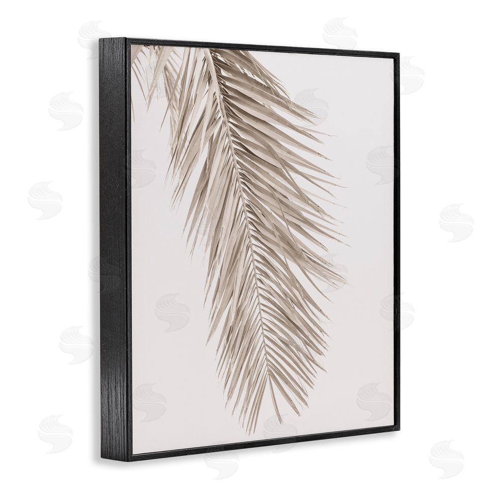 Sisi and Seb Falling Neutral Brown Palm Black Framed Giclee Wall Art Print