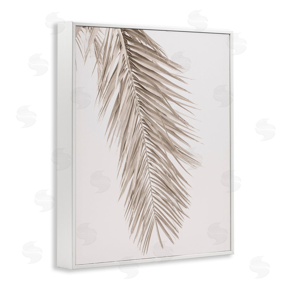 Sisi and Seb Falling Neutral Brown Palm White Framed Giclee Wall Art Print