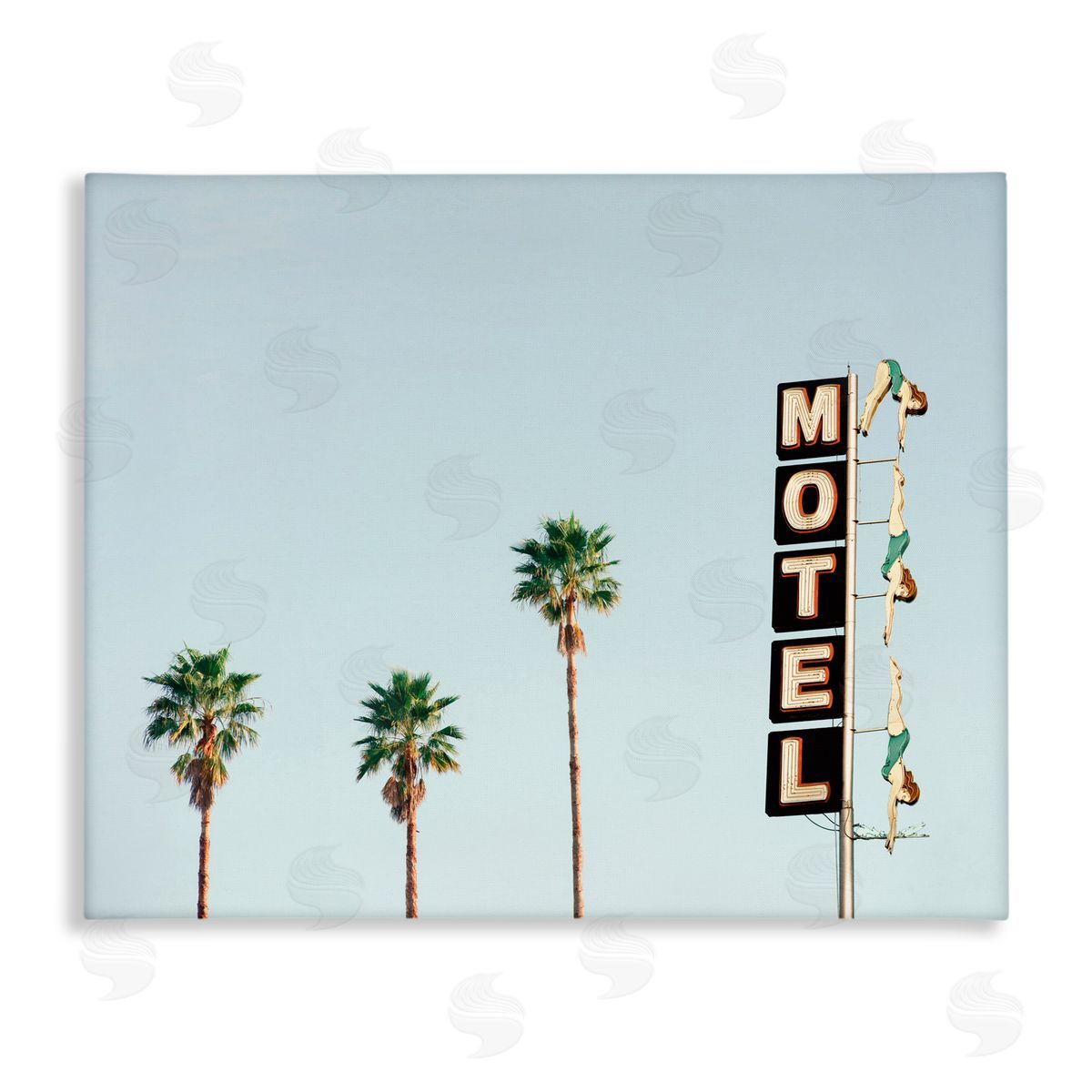 Sisi and Seb Diving Ladies Motel Sign Canvas Wall Art Print