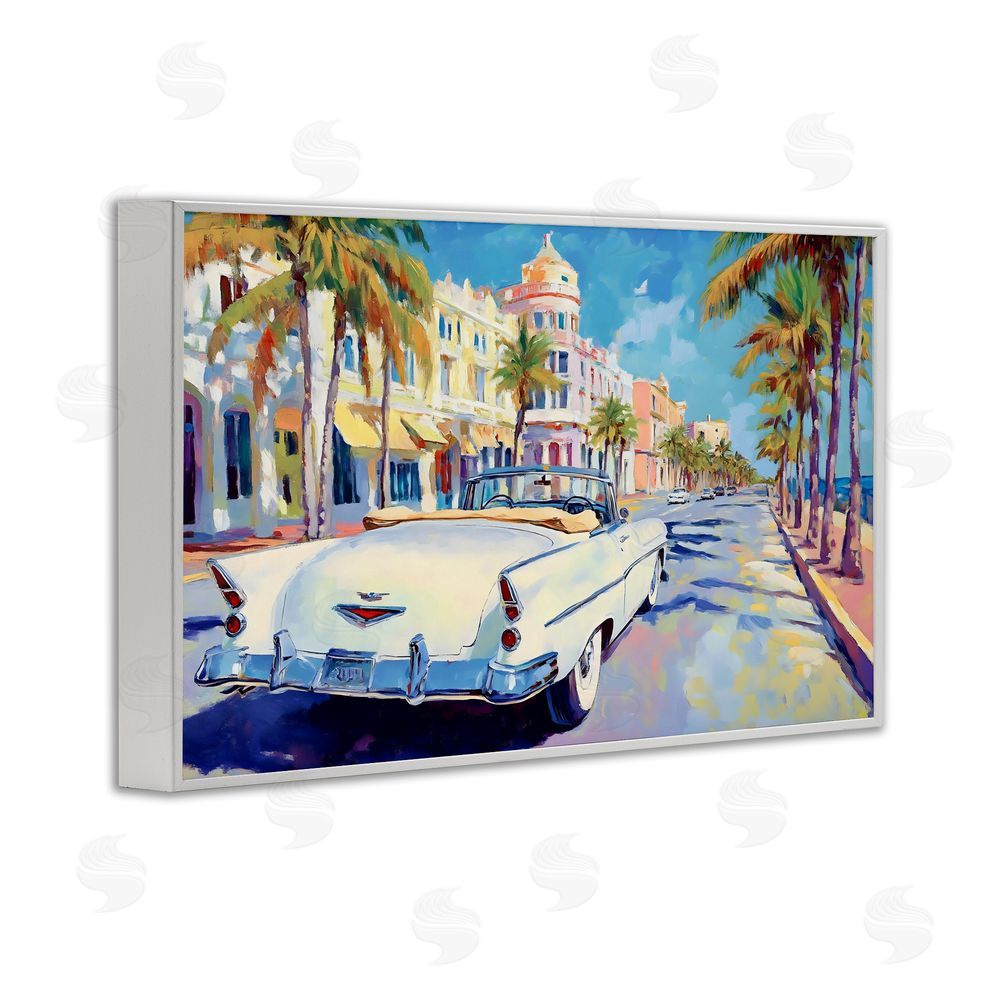 Franklyn Gregory Vintage Convertible Boulevard White Framed Giclee Wall Art Print