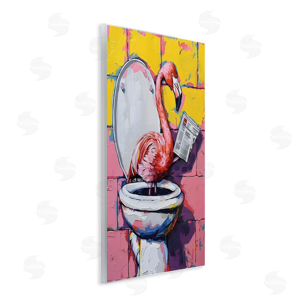 LSR Design Studio Flamingo News on Toilet Wall Plaque Art Print