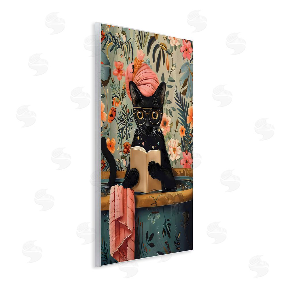 LSR Design Studio Kitty Wash Day Bathtub Wall Plaque Art Print