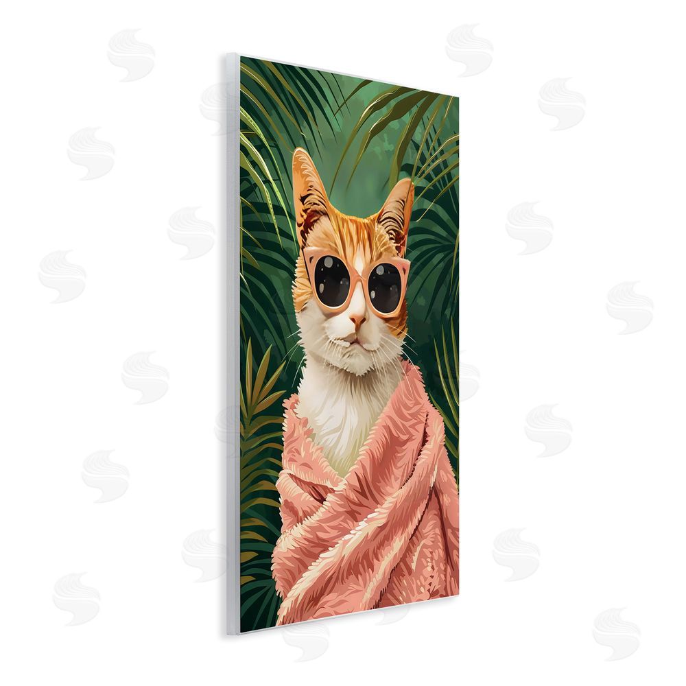 LSR Design Studio Cozy Cat and Tropical Plants Wall Plaque Art Print