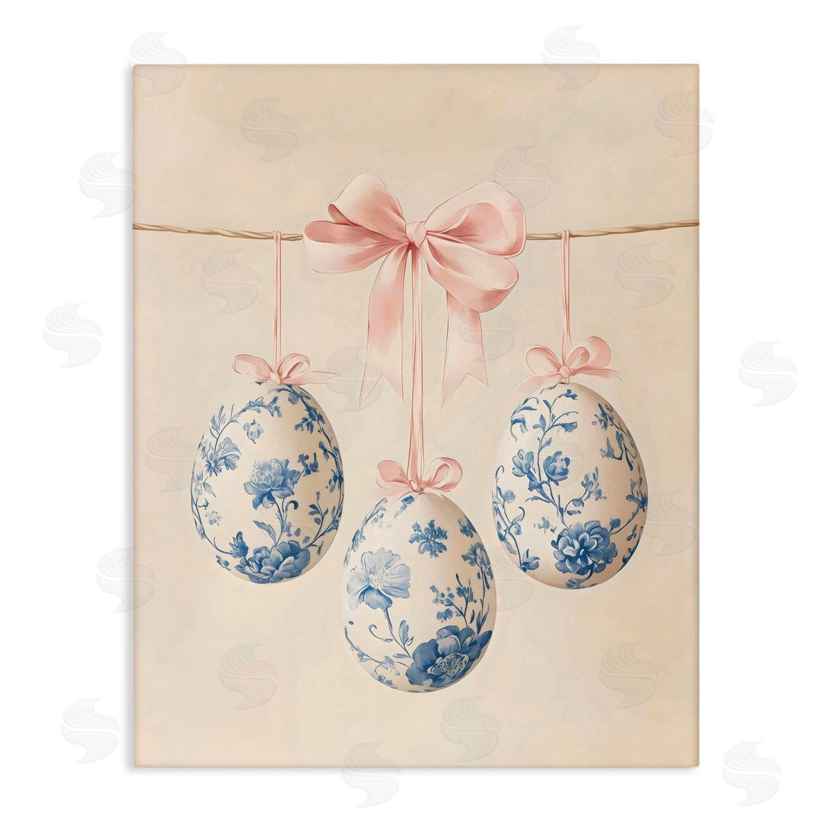 Arlington Prints Blue Floral Coquette Easter Eggs Canvas Wall Art Print