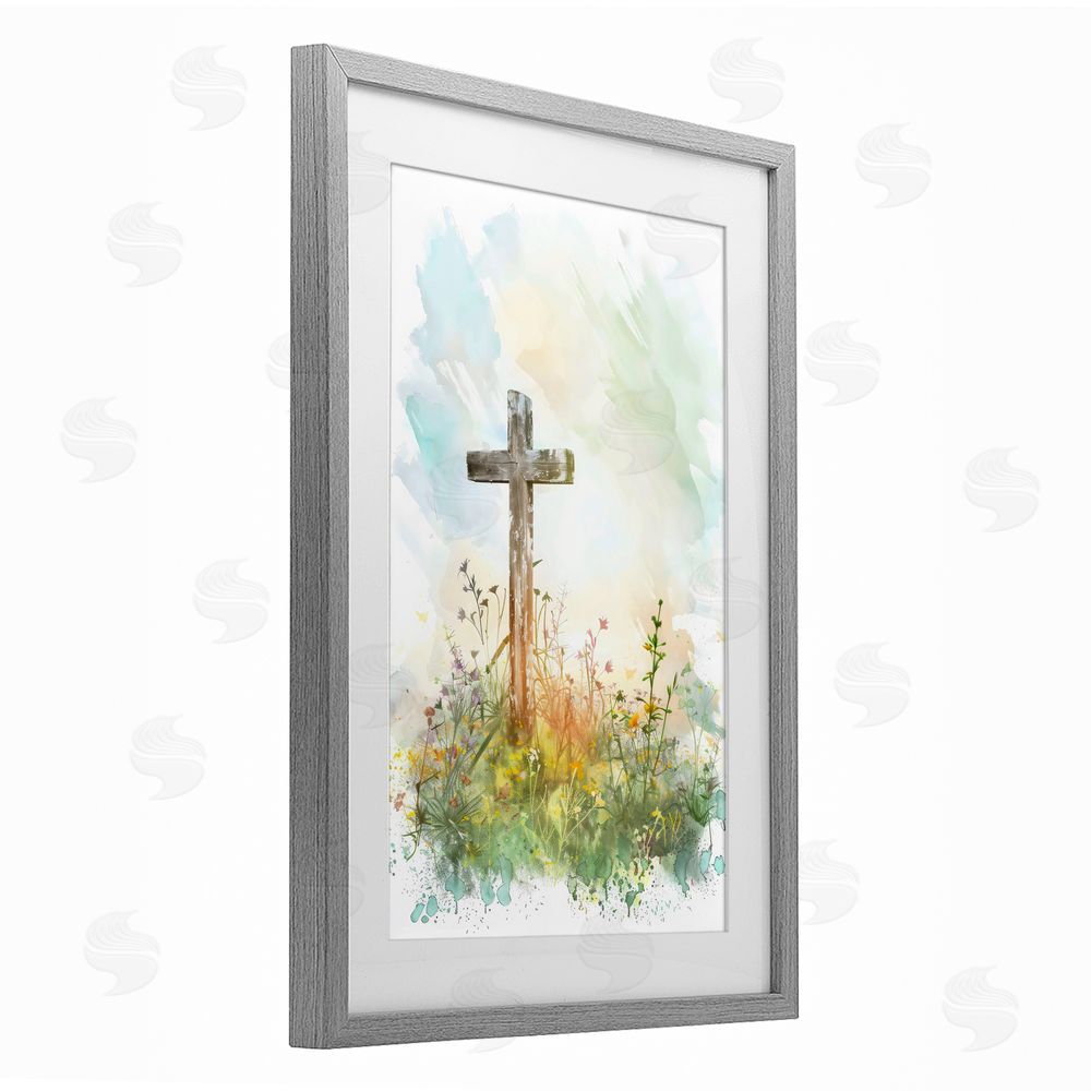 Creative Studio Sunlit Faith And Flowers Gray Framed Print Under Glass Art