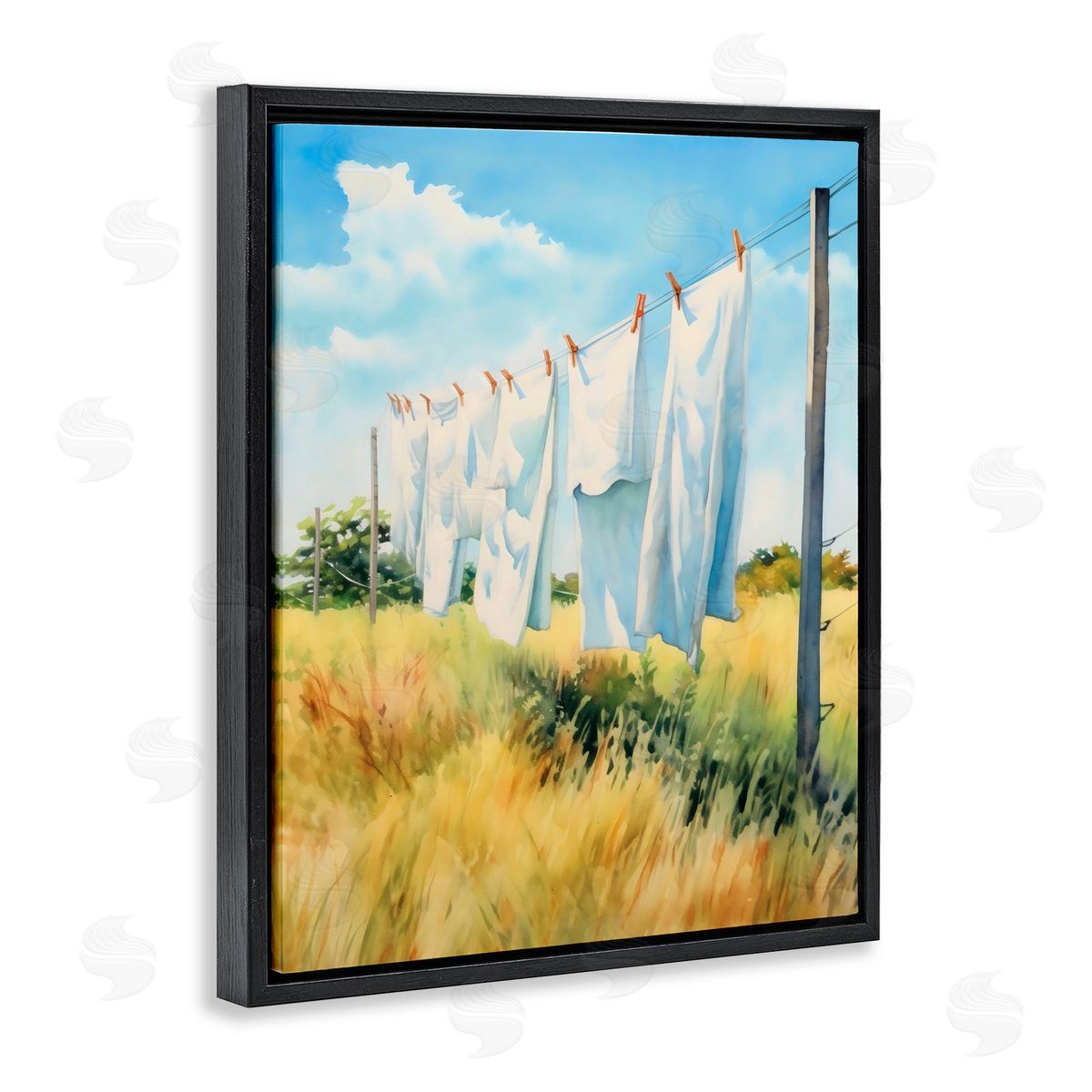 Creative Studio Clothing Line in Windy Meadow Black Floating Frame Canvas Wall Art Print