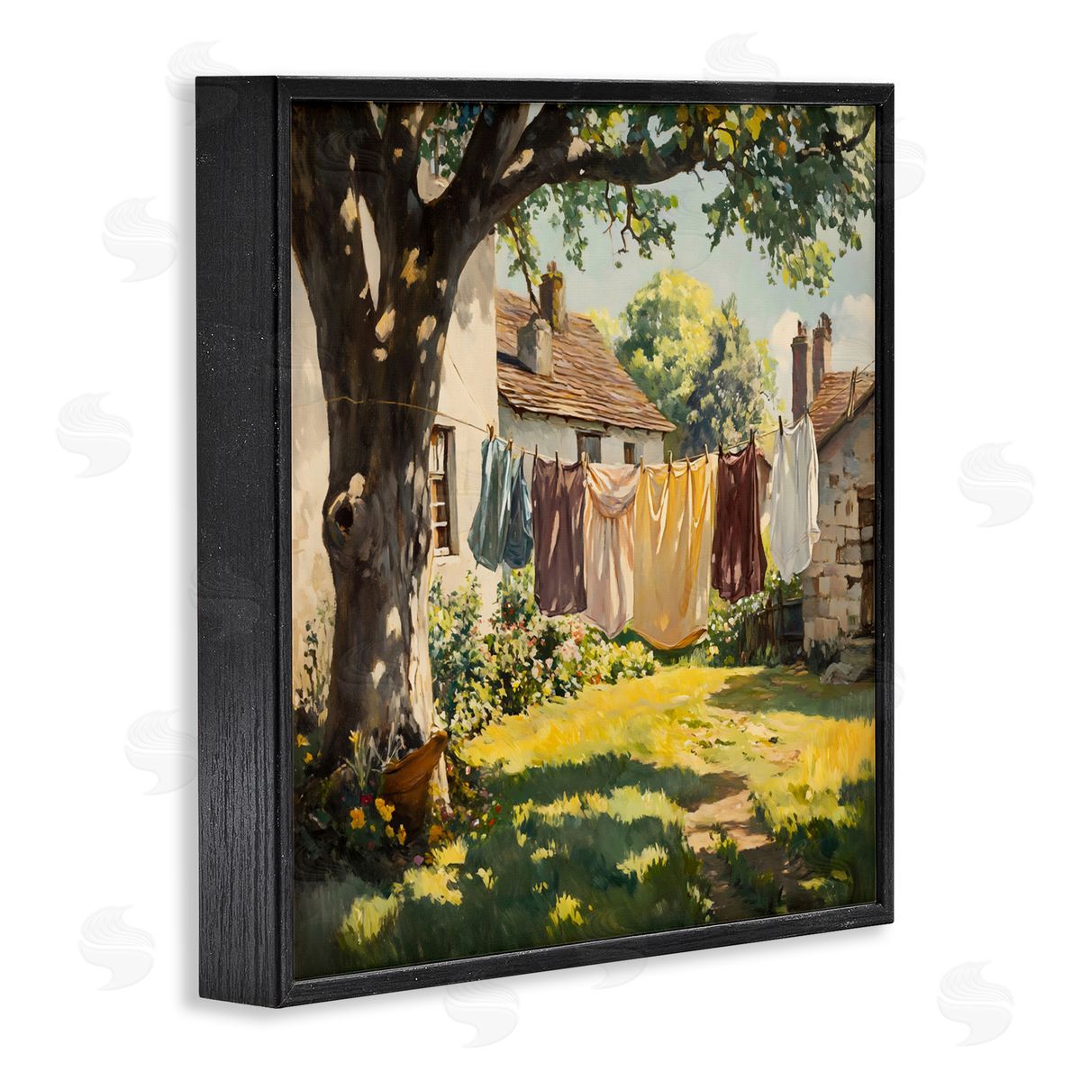 Creative Studio Country Clothes Line Yard Black Framed Giclee Art Print