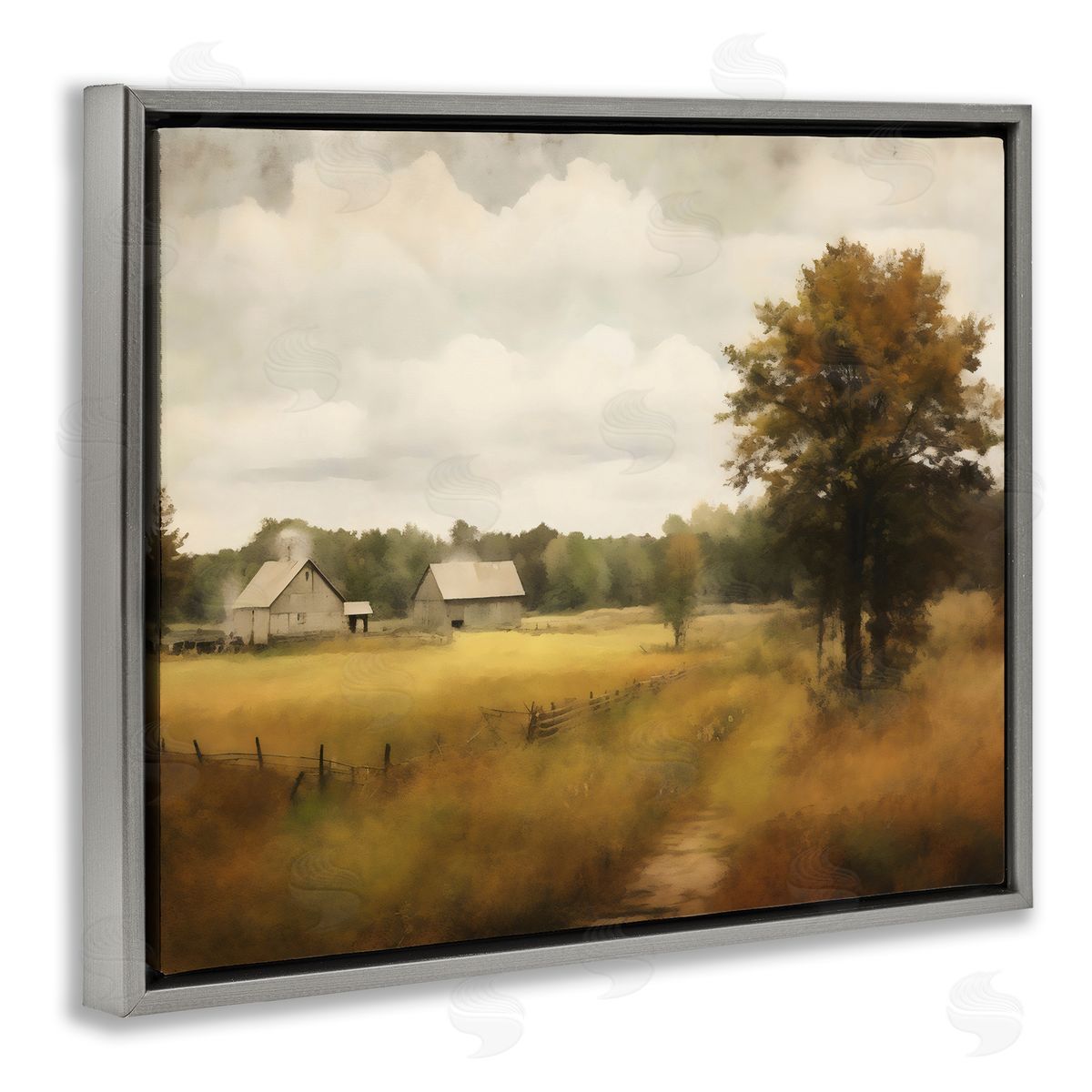 Creative Studio Old Country Rural Blur Gray Floating Frame Canvas Art Print