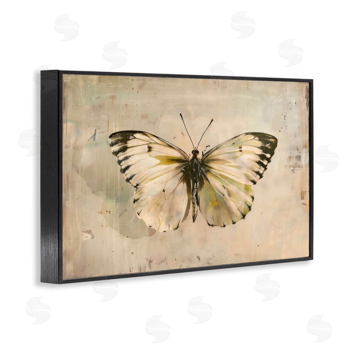 Creative Studio Graceful Vintage Butterfly Black Framed Giclee Art Print
