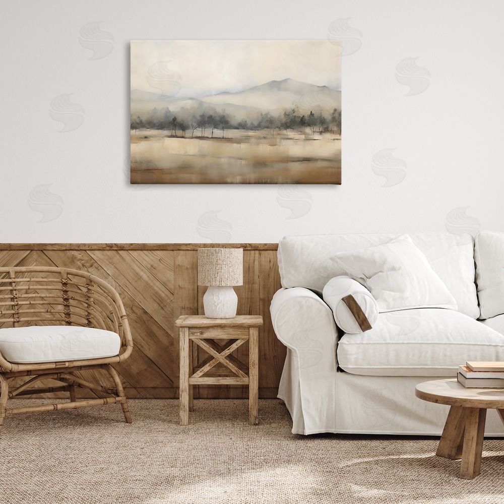 Creative Studio Distant Tree Covered Mountain Printed Wall Art in Room