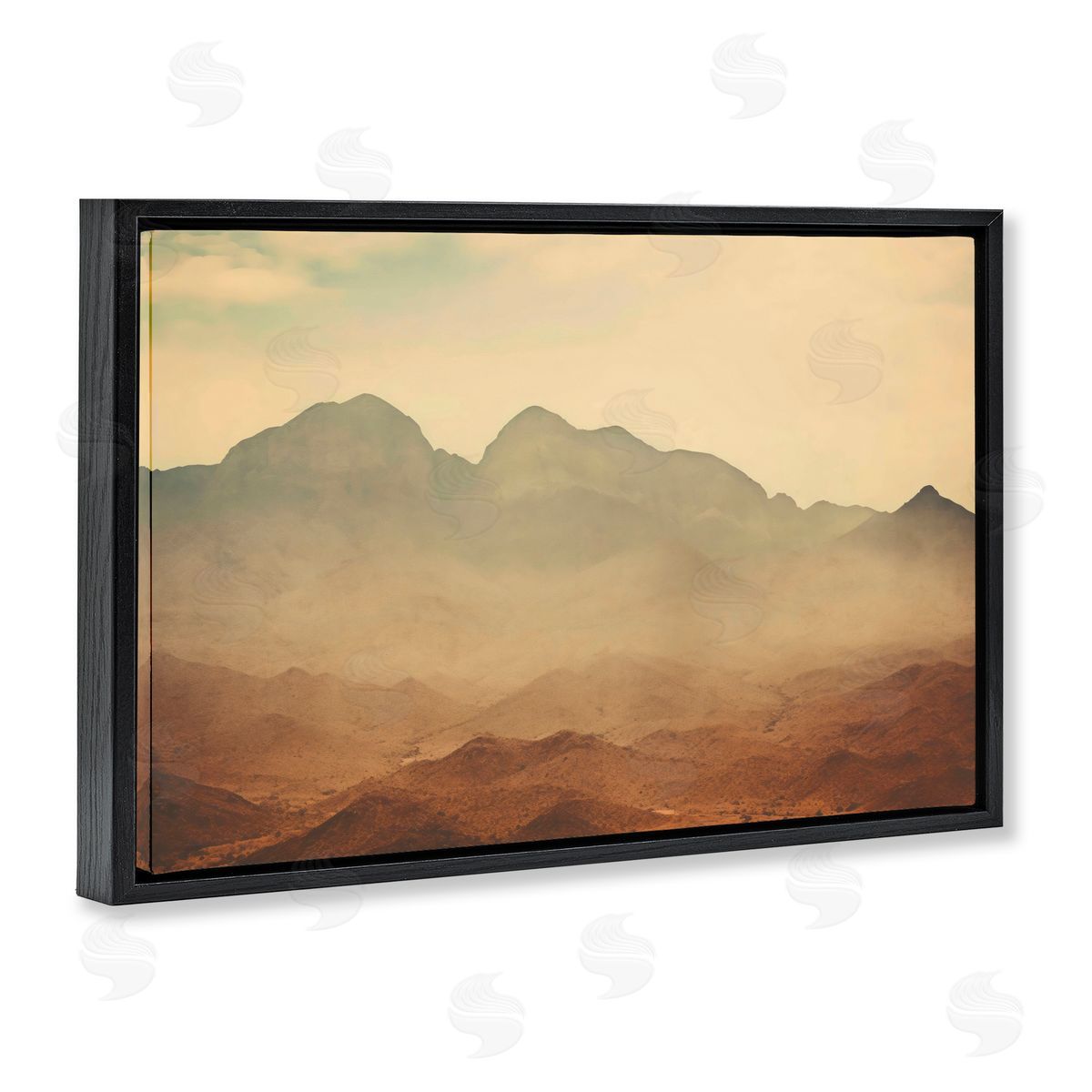 Creative Studio Hazy Desert Mountain Black Floating Frame Canvas Wall Art Print