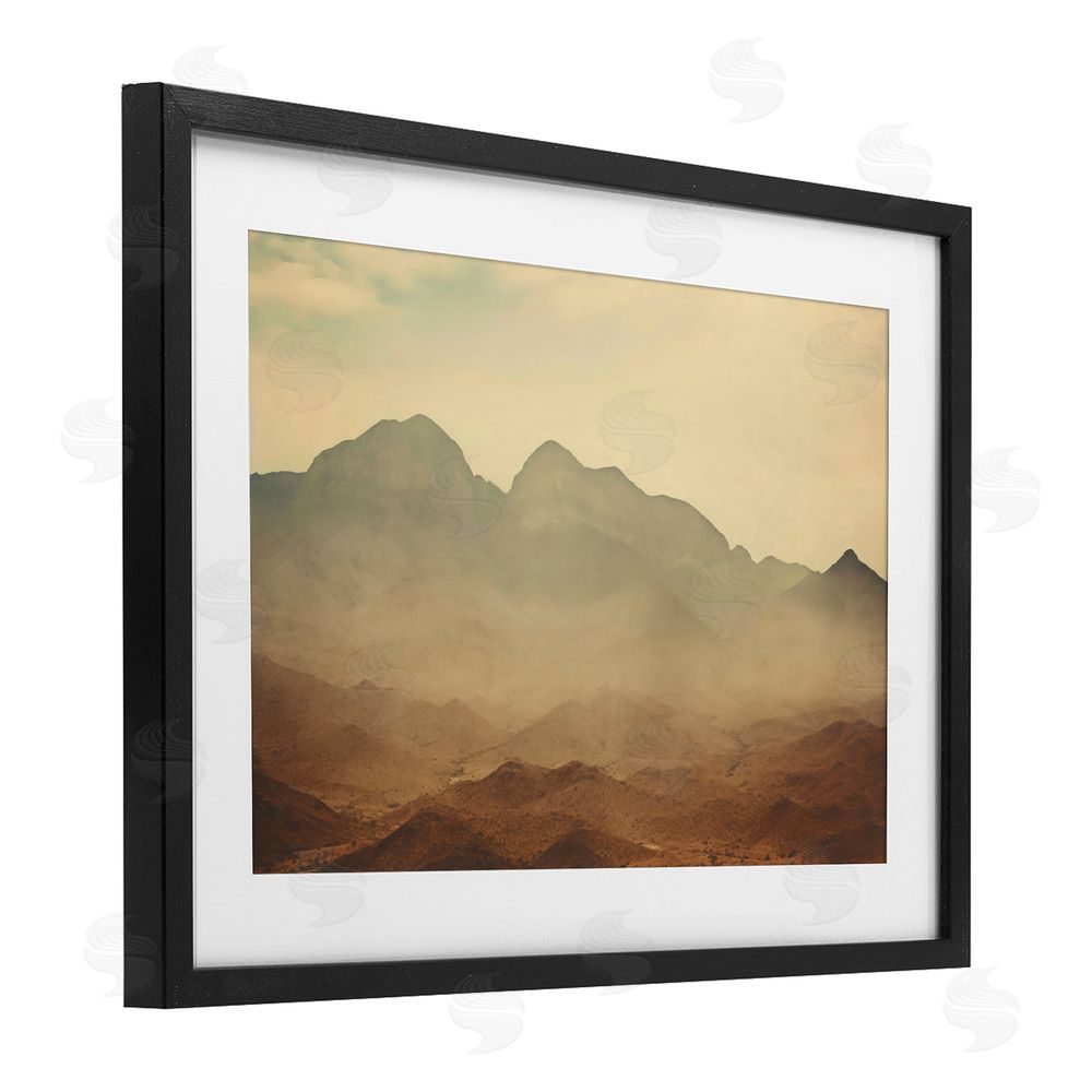 Creative Studio Hazy Desert Mountain Black Framed Print Under Glass Art