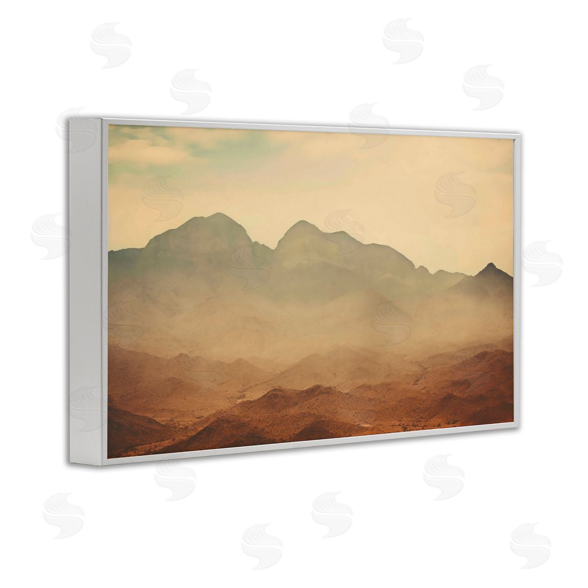 Creative Studio Hazy Desert Mountain White Frame Giclee Art Print