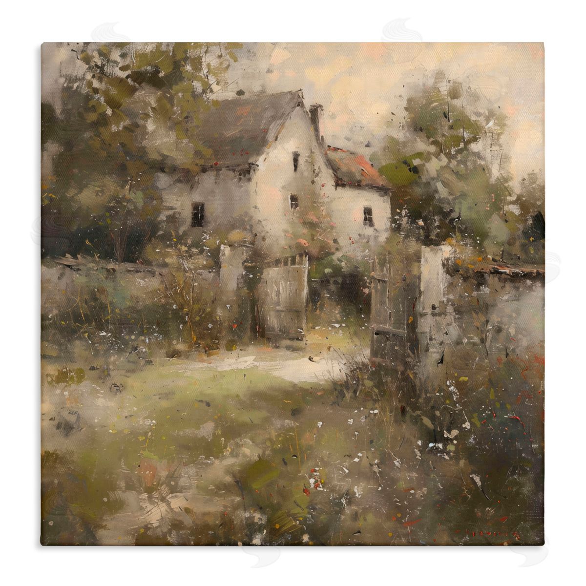 Creative Studio Overgrown Hazy Cottage Canvas Wall Art Print