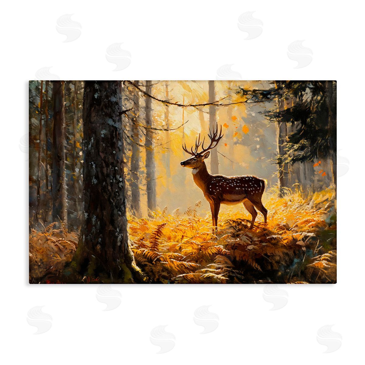 Franklyn Gregory Spotted Stag in Autumn Wilderness Canvas Wall Art Print
