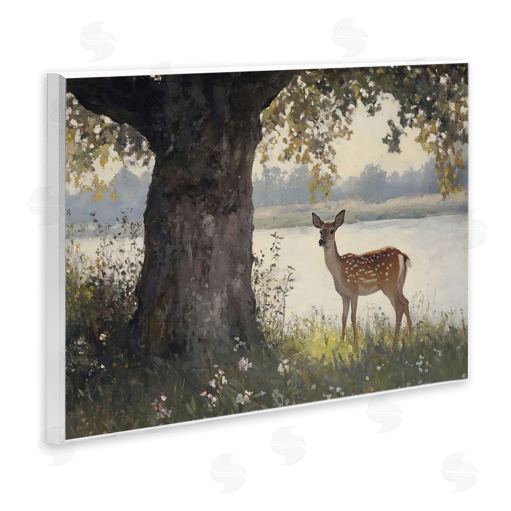 Franklyn Gregory Spotted Doe by Lake Wall Plaque Art Print