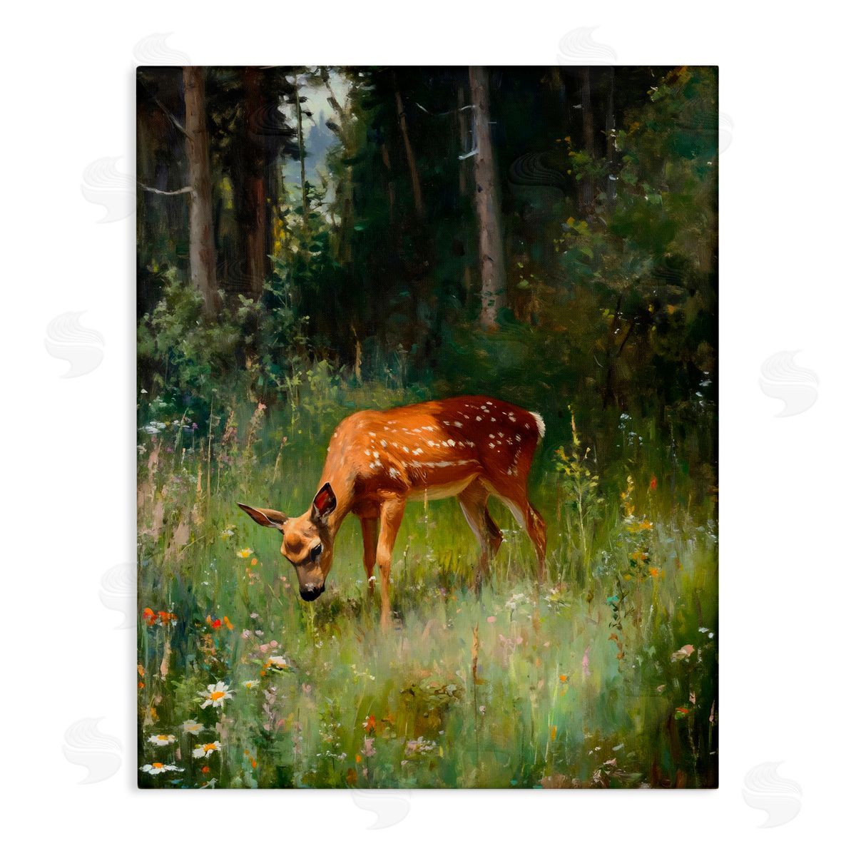 Franklyn Gregory Grazing Deer at Forest Glen Canvas Wall Art Print