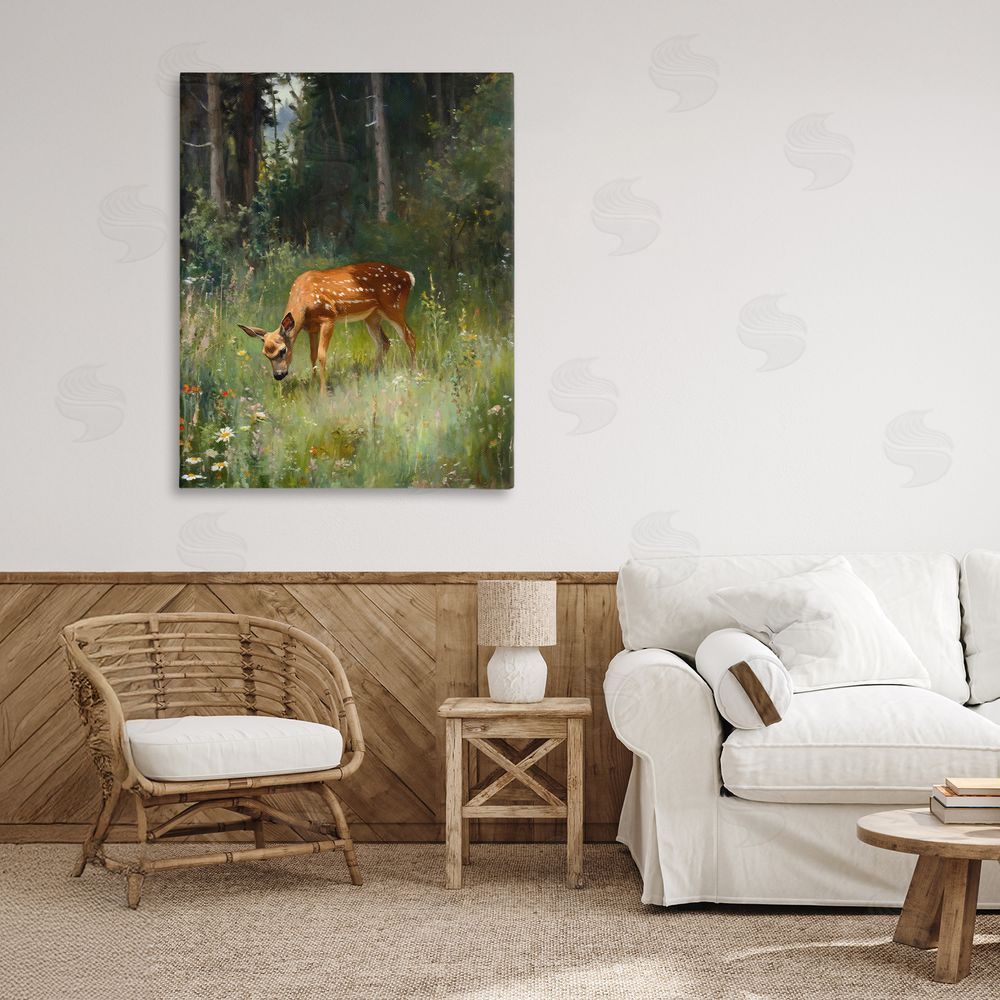 Franklyn Gregory Grazing Deer at Forest Glen Canvas Art on Wall