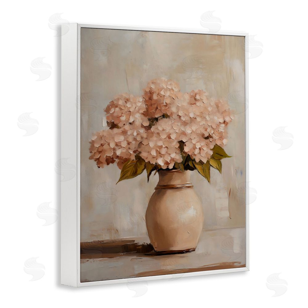 Franklyn Gregory Classic Blush Pink Hydrangeas White Framed Giclee Wall Art Print
