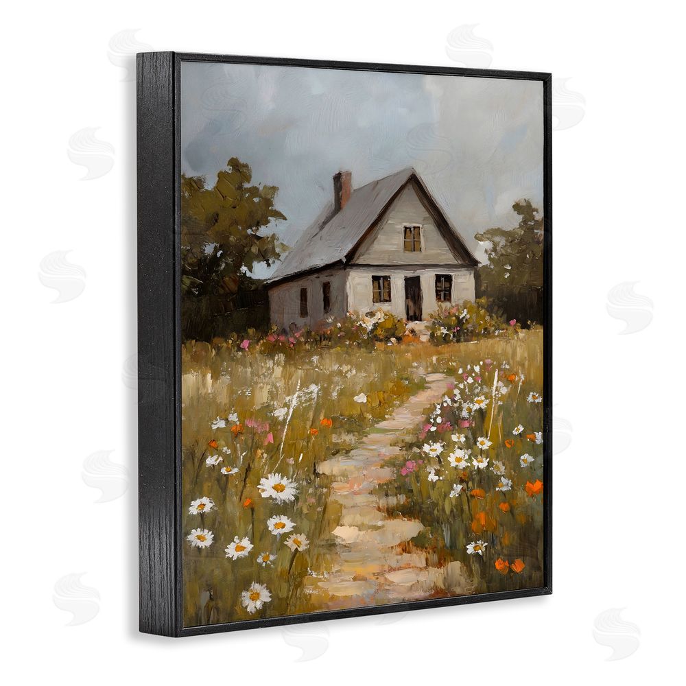 Franklyn Gregory Daisies Up Cottage Path Black Framed Giclee Wall Art Print