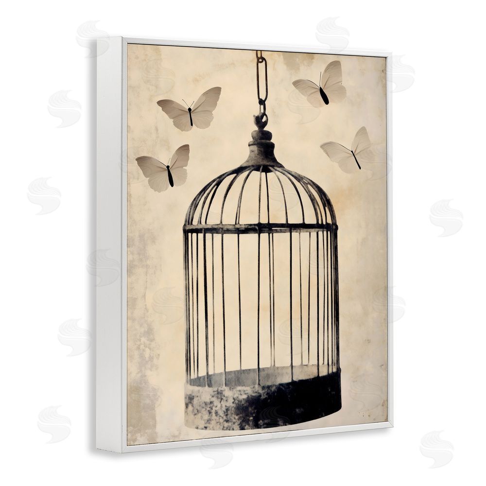 Franklyn Gregory Antique Uncaged Butterflies White Framed Giclee Wall Art Print
