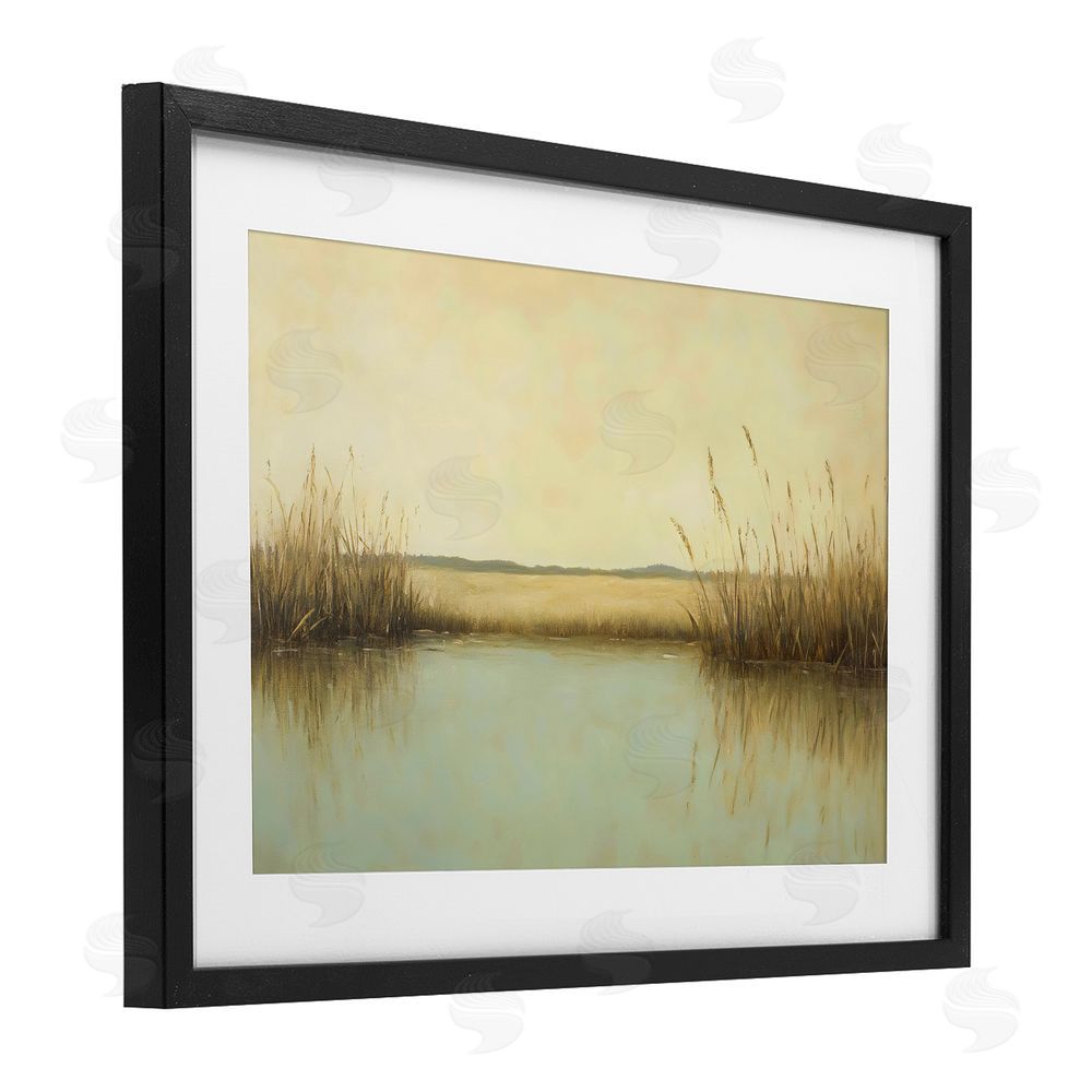 Franklyn Gregory Reeds Along The River Black Framed Print Under Glass with White Mat Wall Art