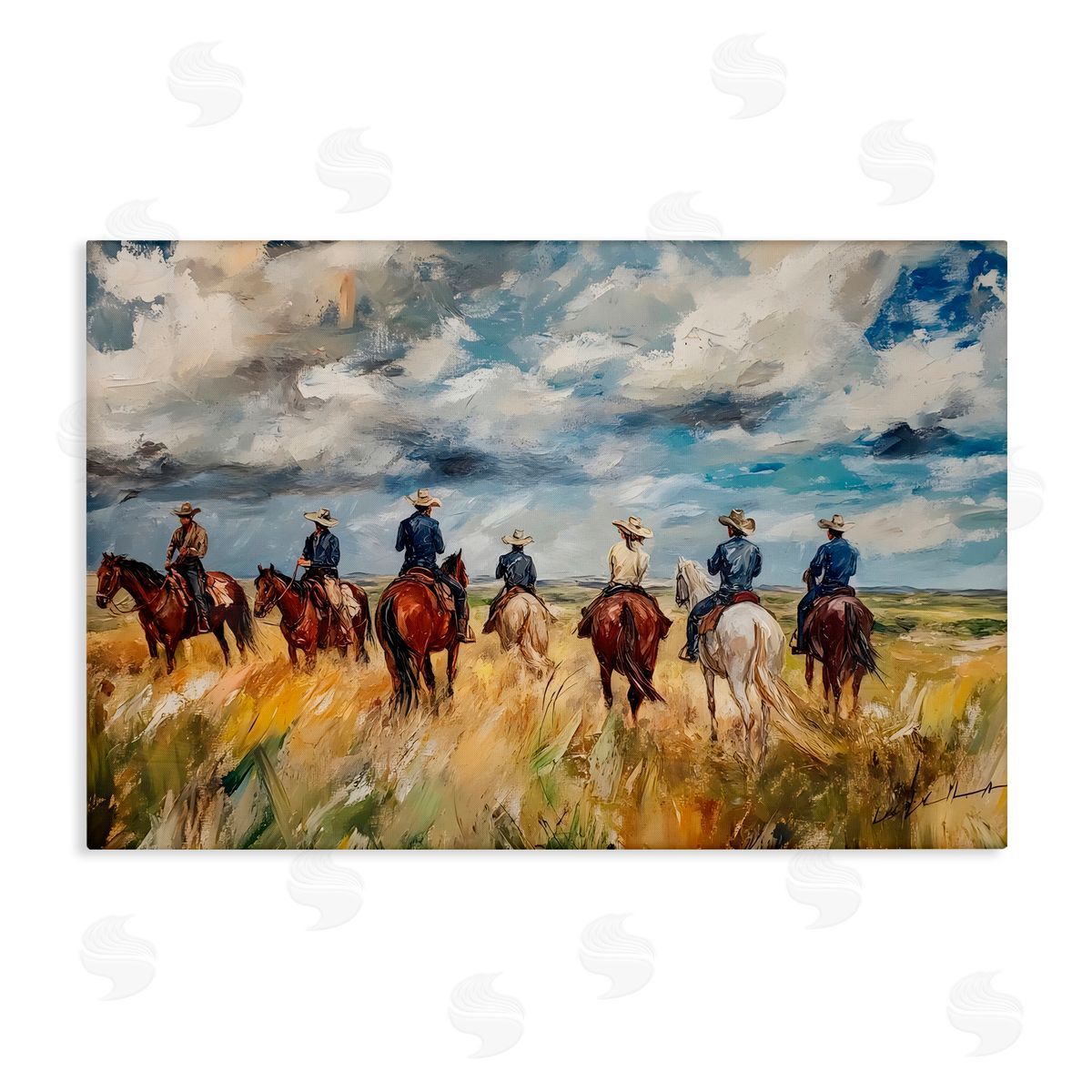 Franklyn Gregory Western Riders Herd Canvas Wall Art Print