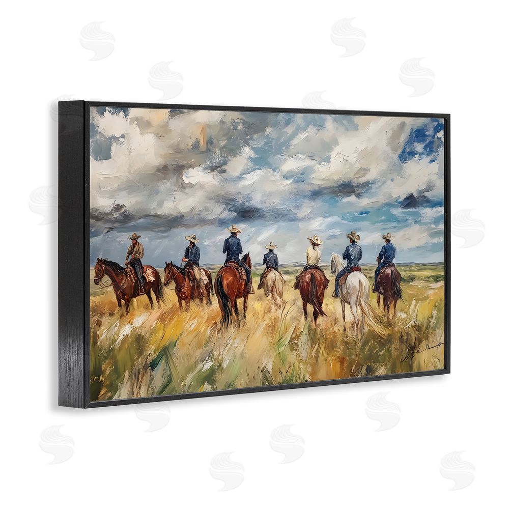 Franklyn Gregory Western Riders Herd Black Framed Giclee Wall Art Print
