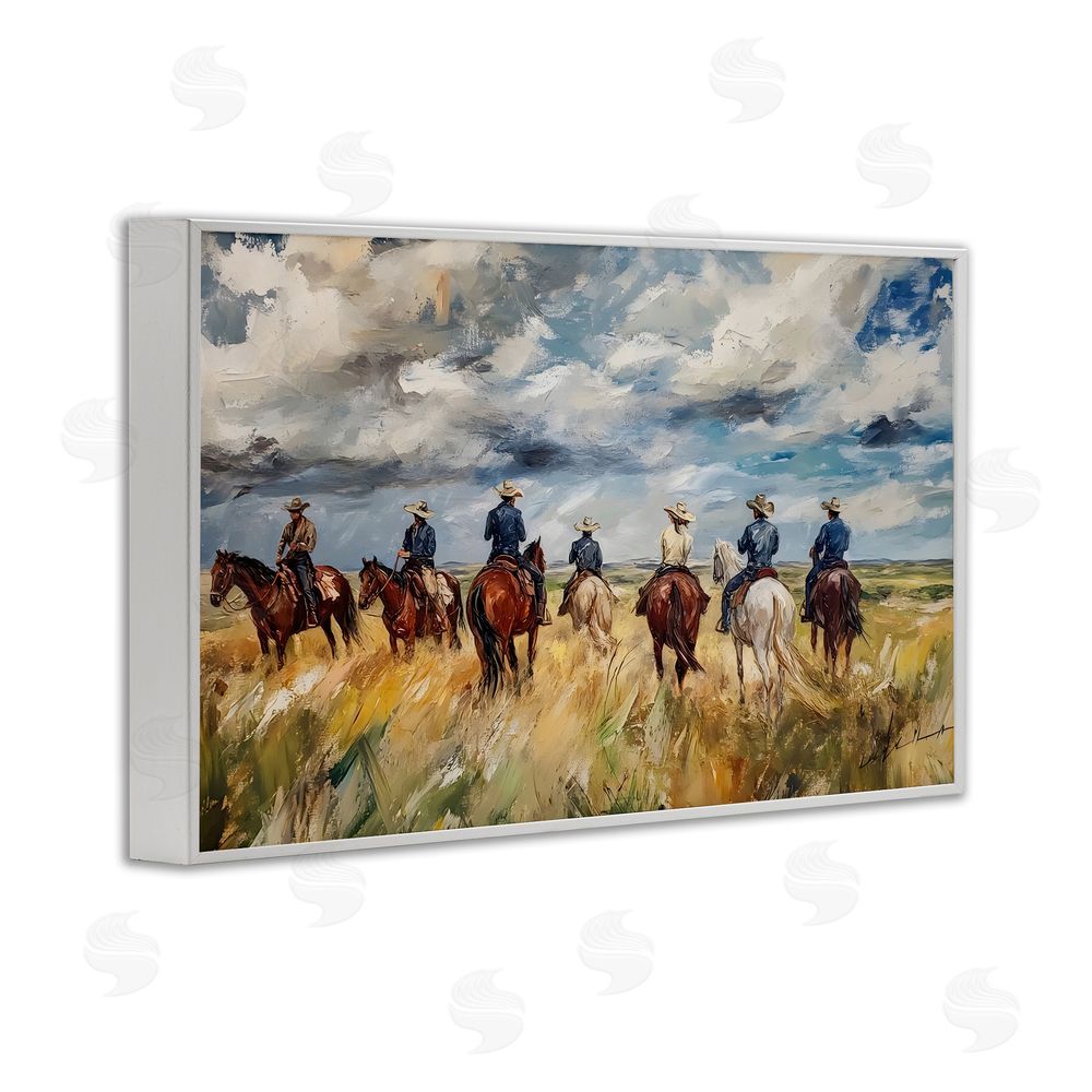 Franklyn Gregory Western Riders Herd White Framed Giclee Wall Art Print