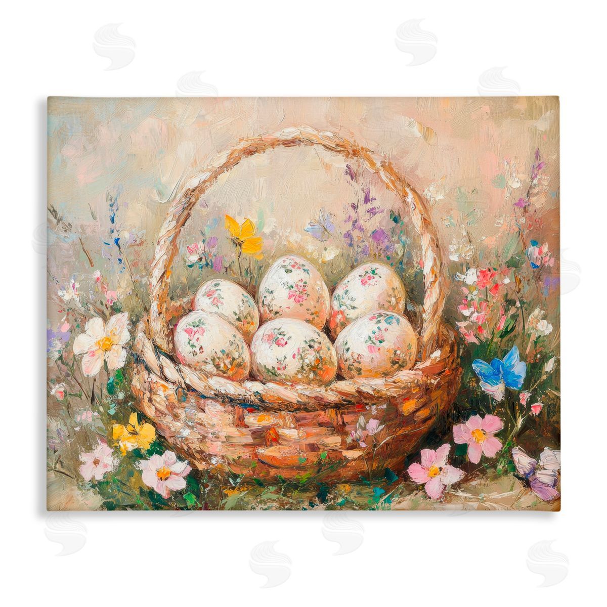 Petal Prints Design Delicate Flowers for Easter Canvas Wall Art Print