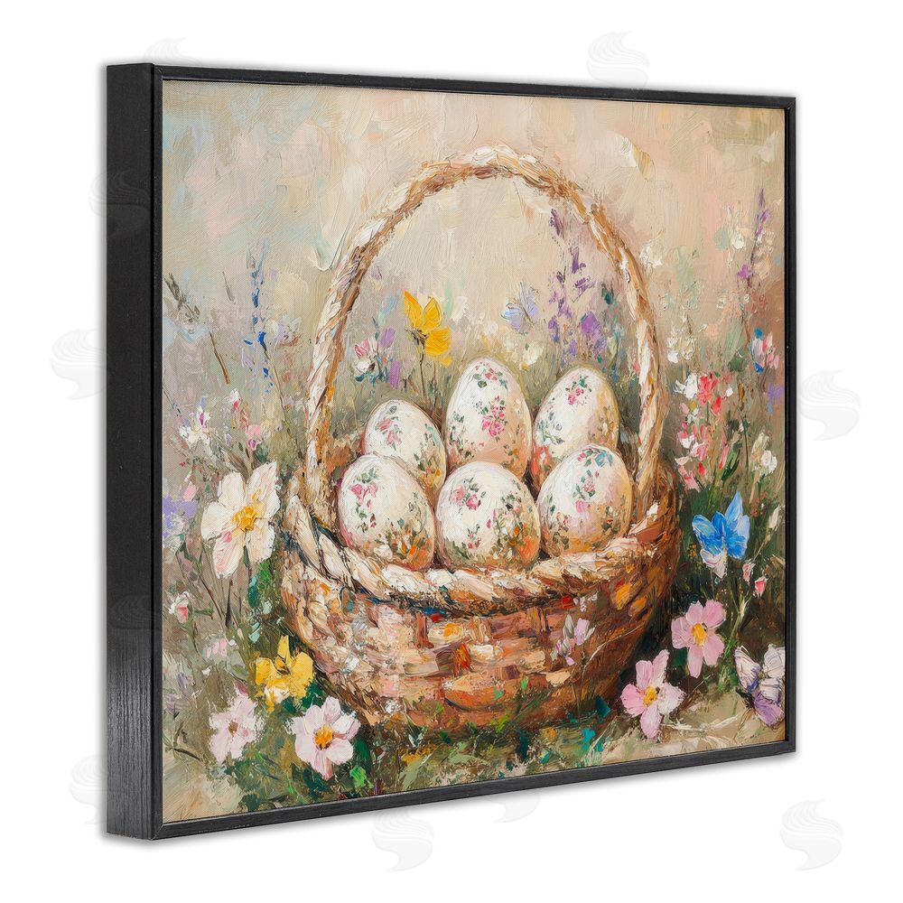 Petal Prints Design Delicate Flowers for Easter Black Framed Giclee Wall Art Print