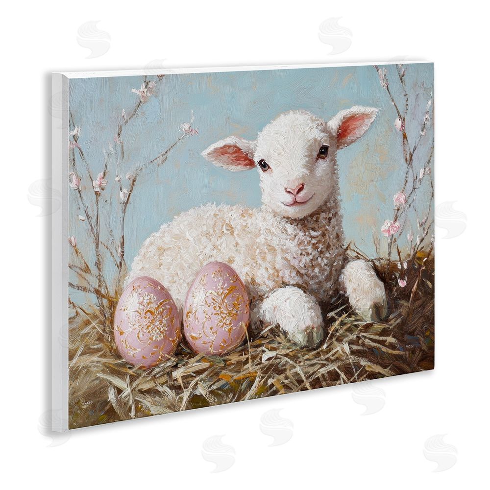 Petal Prints Design Easter Lamb and Eggs Wall Plaque Art Print