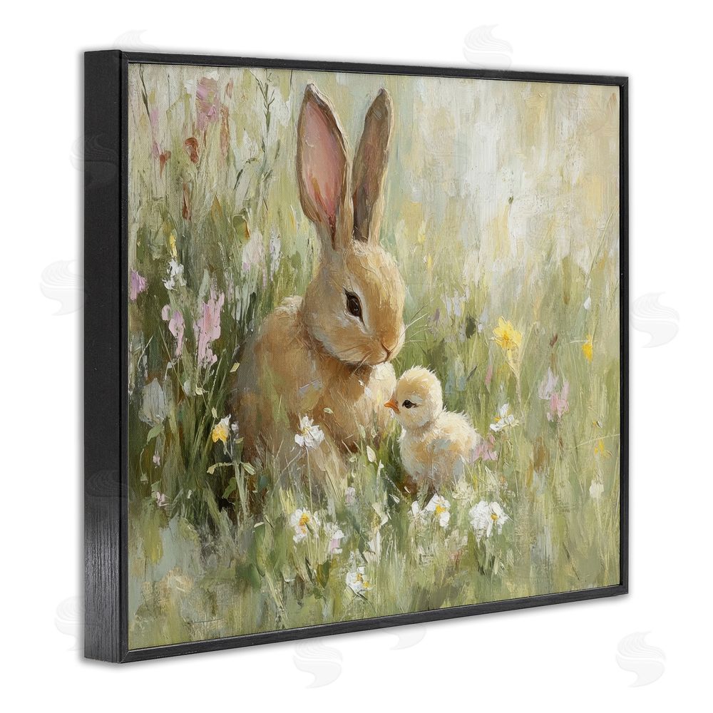 Petal Prints Design Sun Bathed Easter Babies Black Framed Giclee Wall Art Print