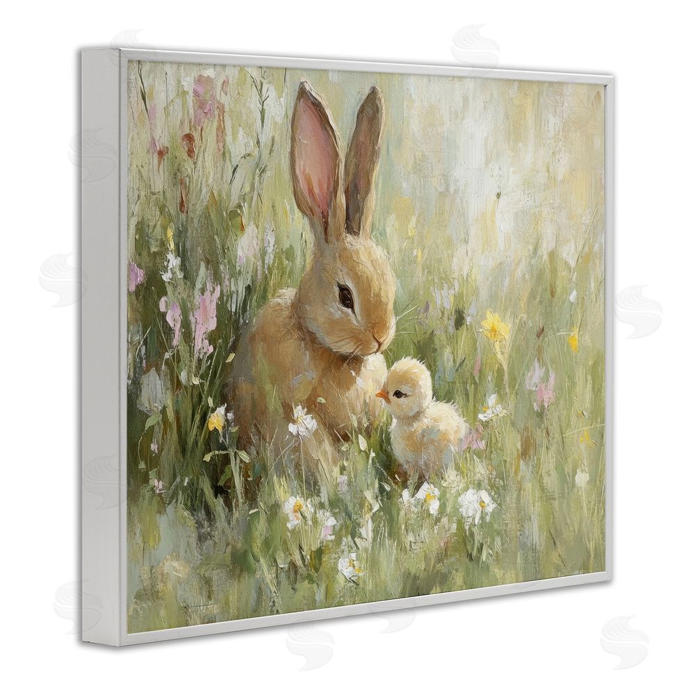 Petal Prints Design Sun Bathed Easter Babies White Framed Giclee Wall Art Print