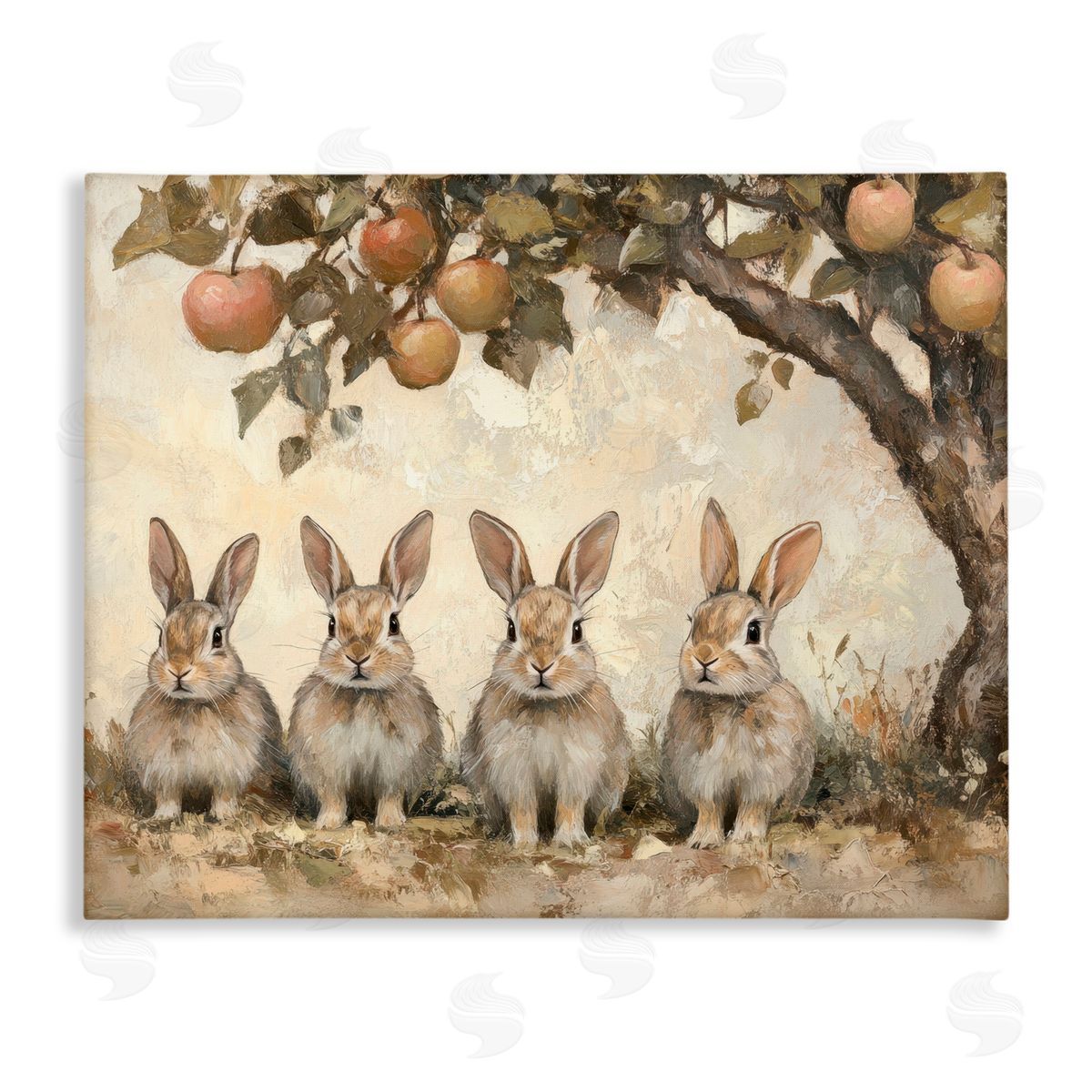 Petal Prints Design Autumn Bunnies & Apples Canvas Wall Art Print