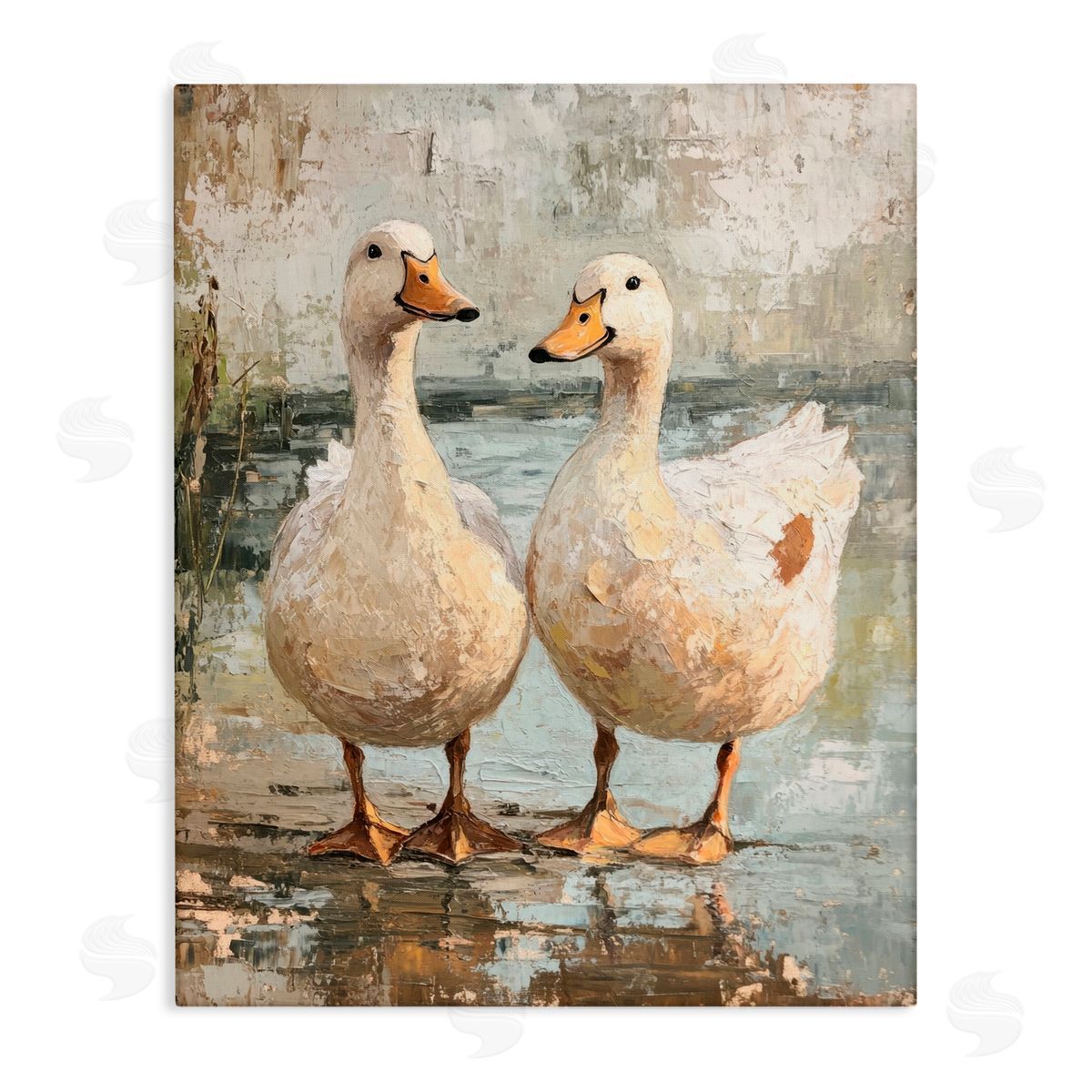 Petal Prints Design Partner Ducks Abstract Pond Canvas Wall Art Print