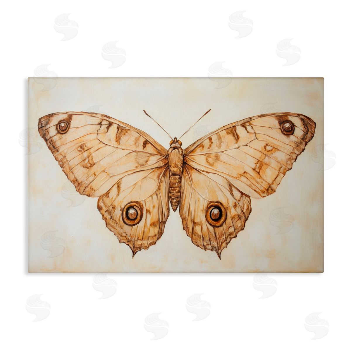 Petal Prints Design Sepia Moth Vintage Illustration Canvas Wall Art Print