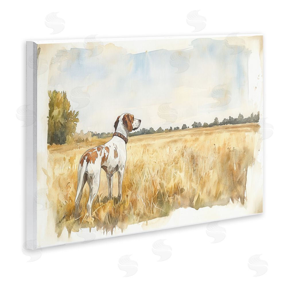 Petal Prints Design Bird Dog in Open Meadow Wall Plaque Art Print
