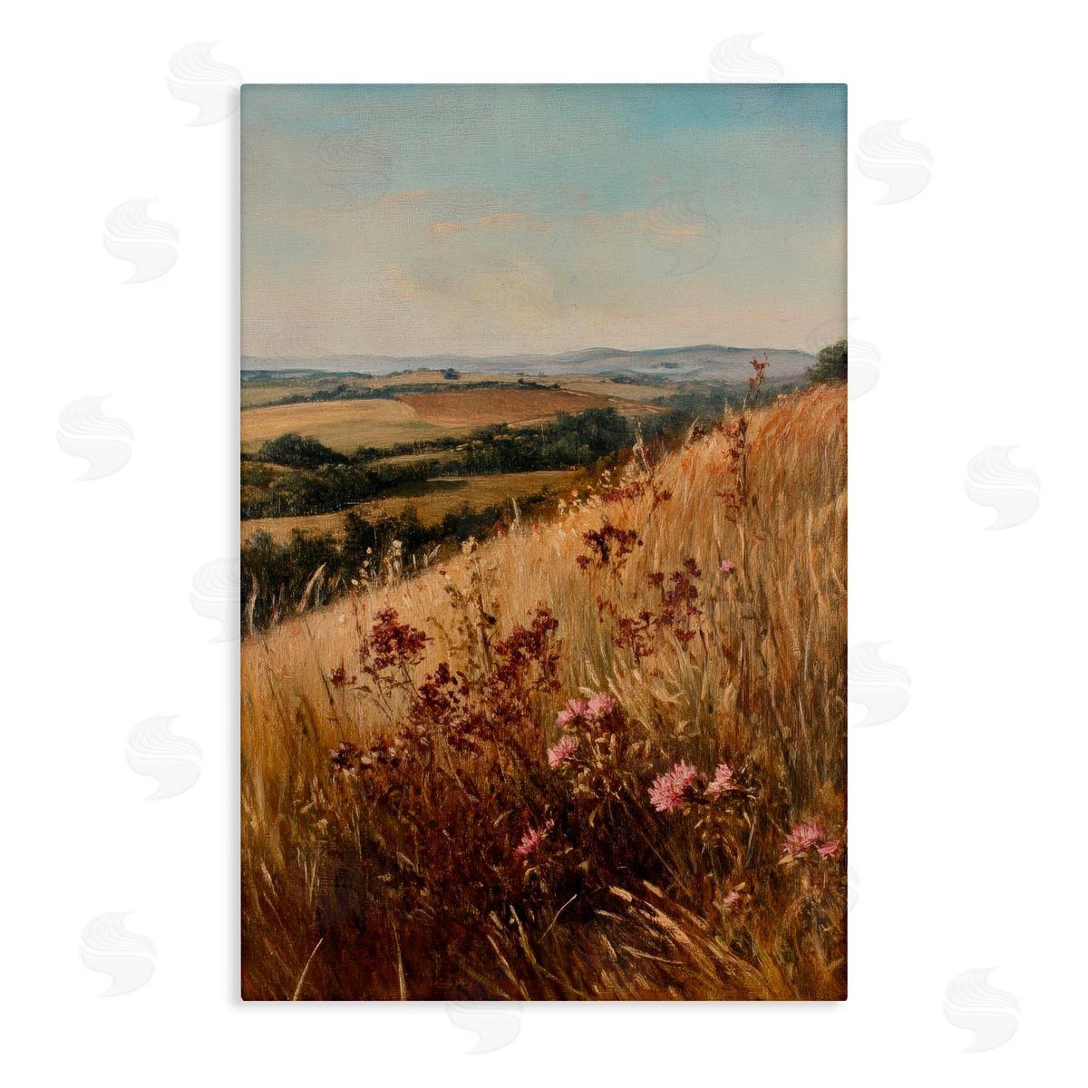 Petal Prints Design Simplistic Places Countryside Hill Canvas Wall Art Print