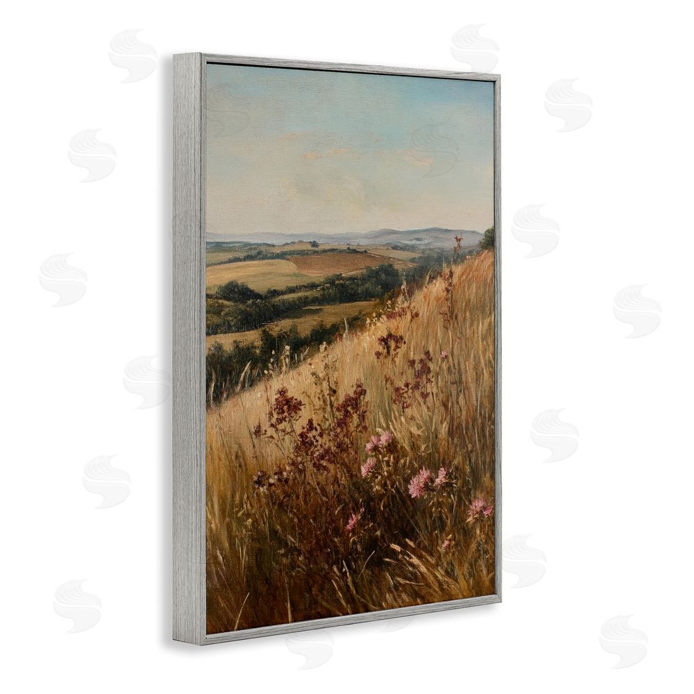 Petal Prints Design Simplistic Places Countryside Hill Gray Framed Giclee Wall Art Print