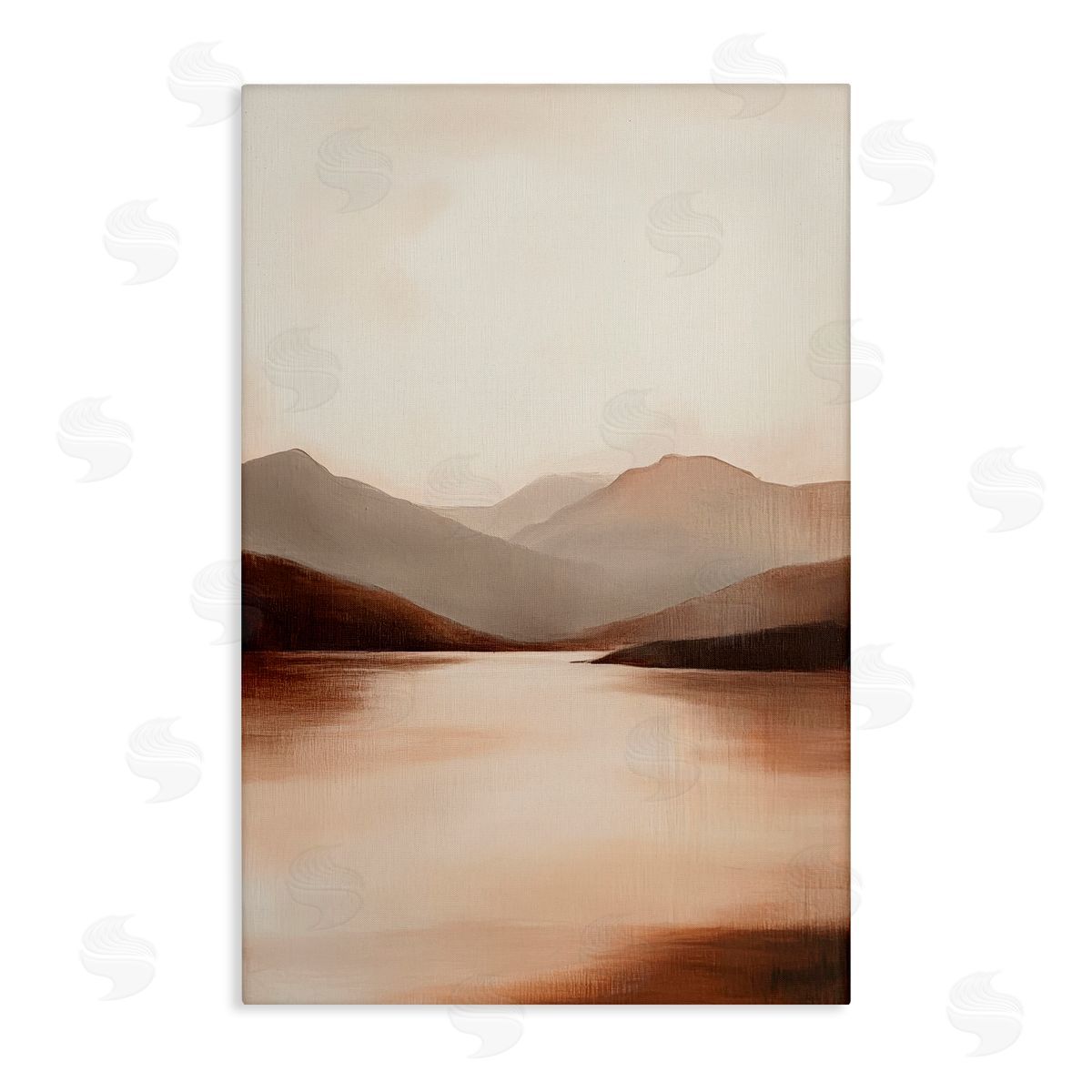 Petal Prints Design Calming Mountains Brown Landscape Canvas Wall Art Print