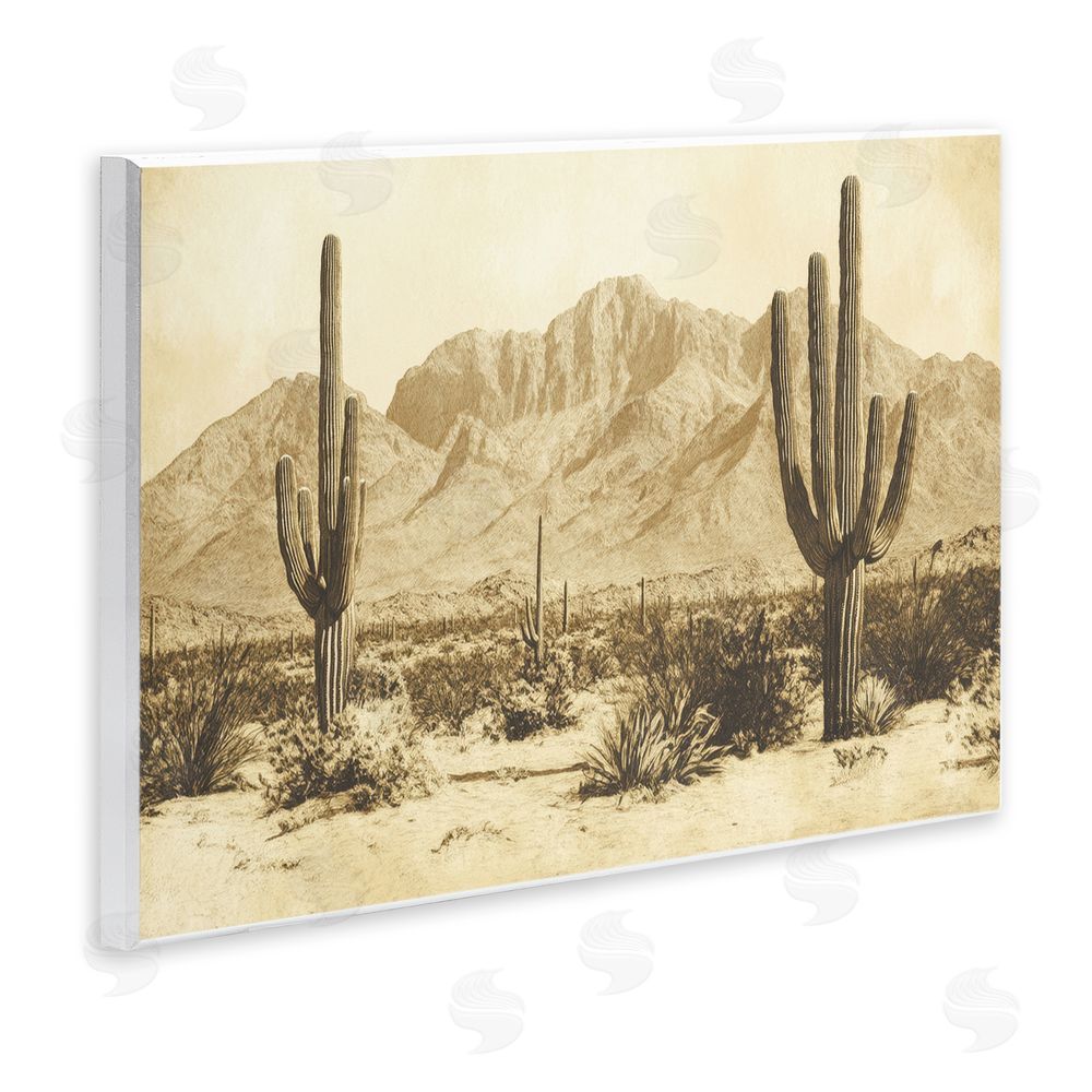 Petal Prints Design Desert Landscape Vintage Sepia Wall Plaque Art Print