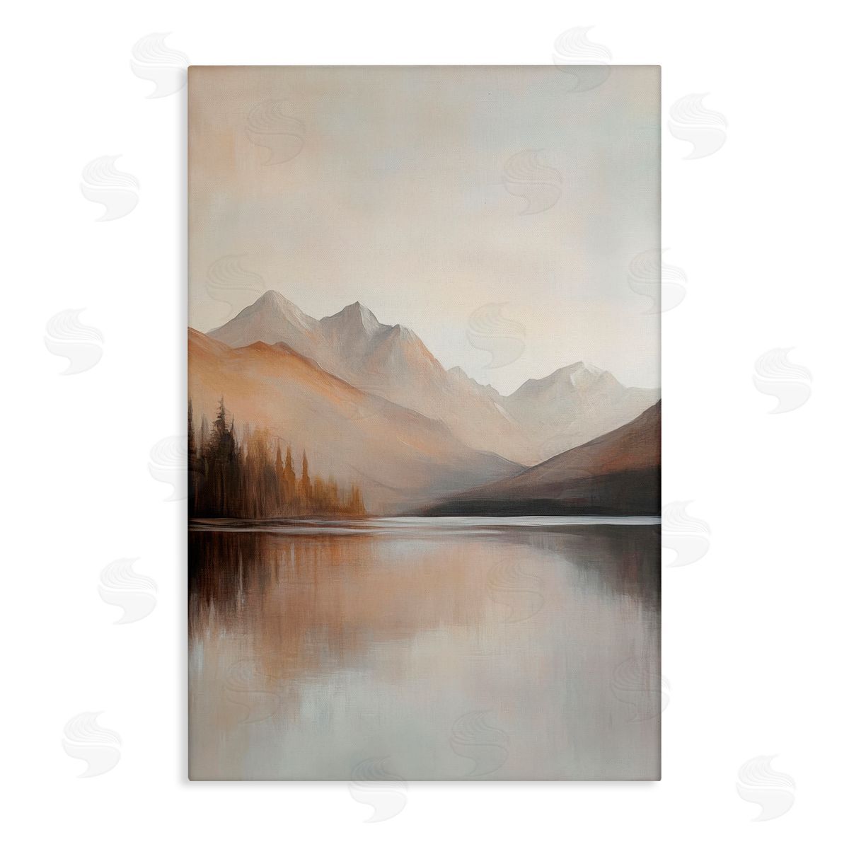 Petal Prints Design Muted Lake Neutral Landscape Canvas Wall Art Print