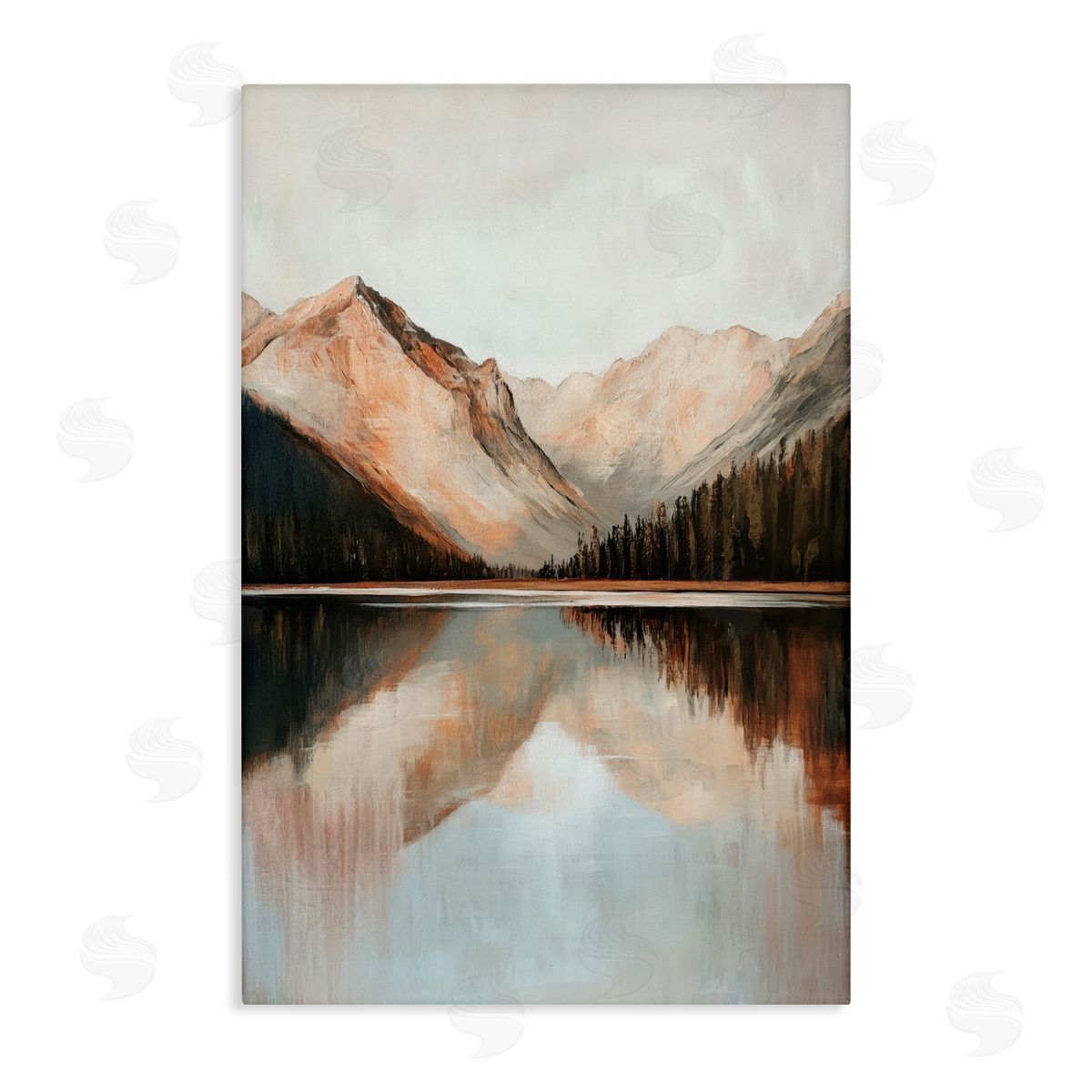 Petal Prints Design Rustic Mountain Reflecting Lake Canvas Wall Art Print