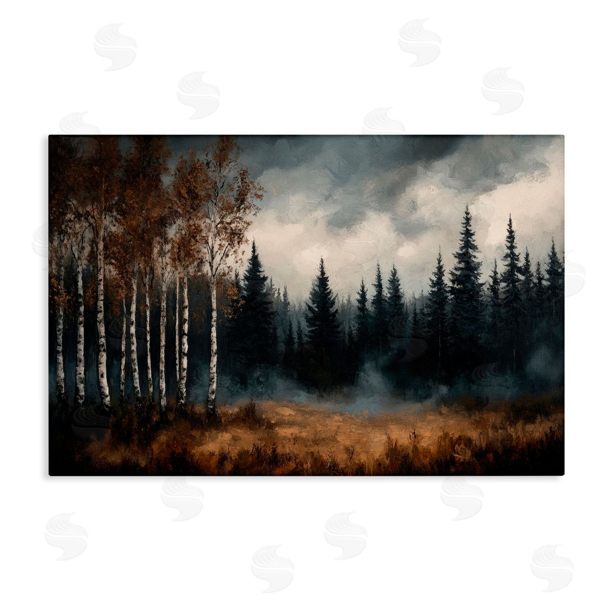 Petal Prints Design Misty Forest in Autumn Canvas Wall Art Print