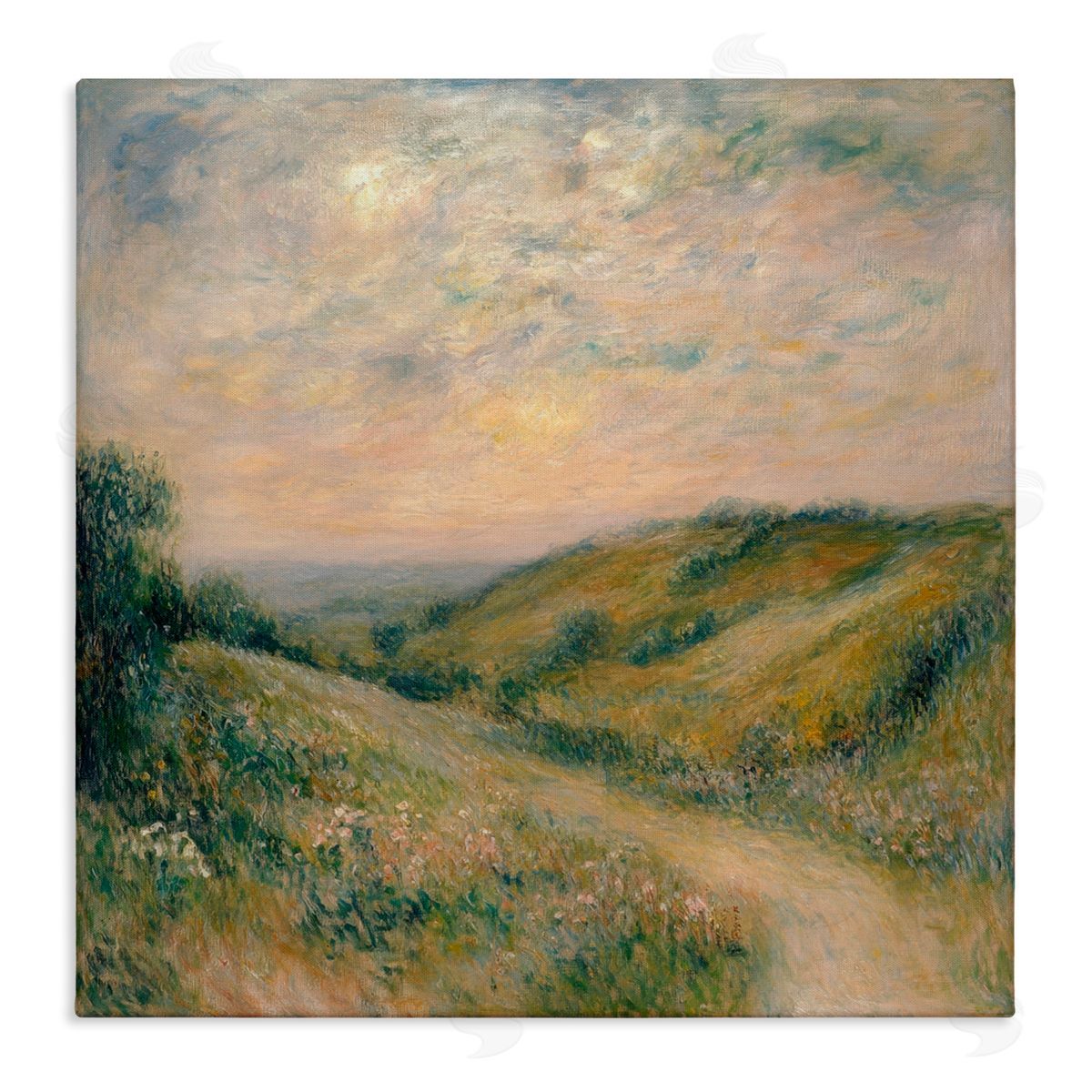 Petal Prints Design Mountain Path Landscape Painting Canvas Wall Art Print