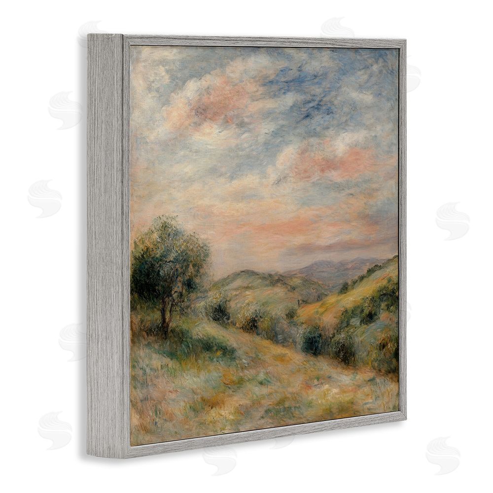 Petal Prints Design Springtime Hills Landscape Gray Framed Giclee Wall Art Print
