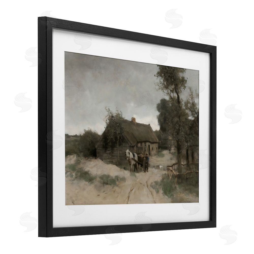 Riley B Vintage Farmhouse Rustic Cottage Black Framed Print Under Glass with White Mat Wall Art
